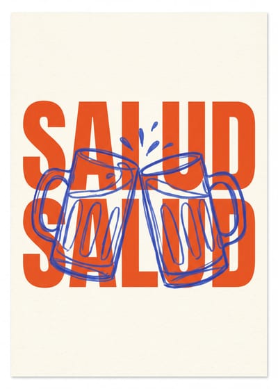 Salud — beer mugs print