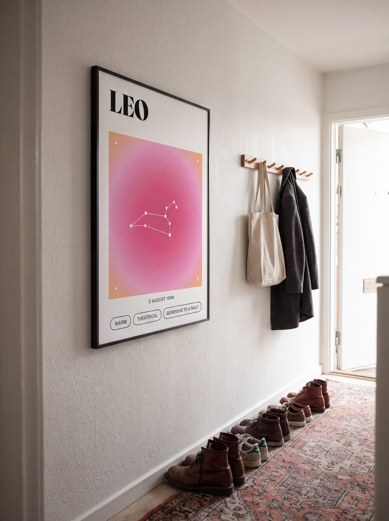 A sugarteddy poster on a wall — the hallway, finally